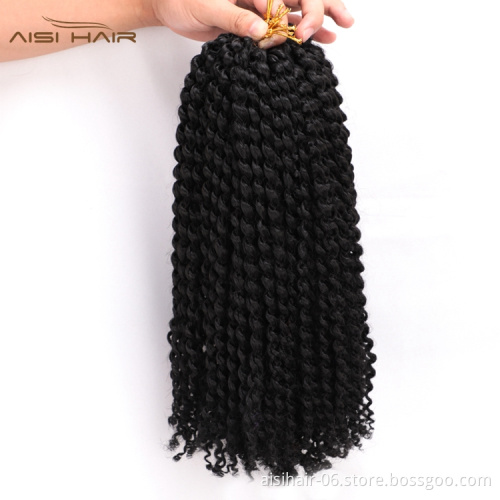 Aisi Hair Hot Selling Cheap Black High Temperature Fiber For Black Women Marly Bob Synthetic Crochet Braiding Hair Extensions